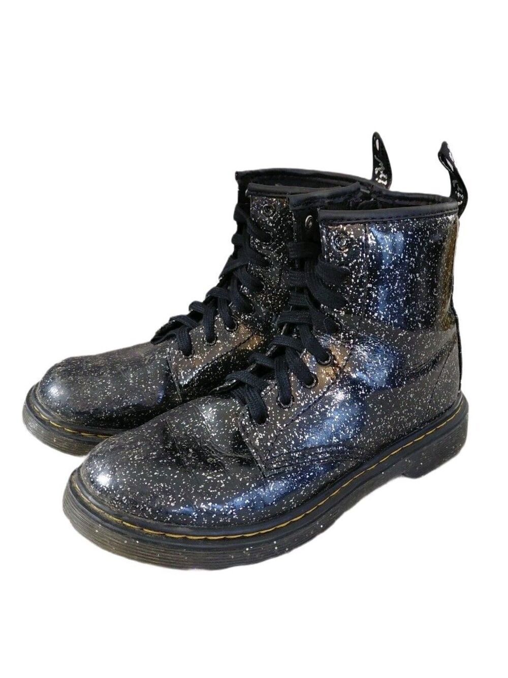 Dr. Martens Glitter Combat Boots Women's Metallic Speckled Lace Up Boots Sz 5